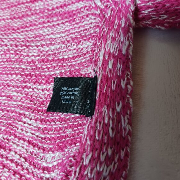 Lane Bryant, Sweater Wrap, Size 22/24, Pink/White Weave, Button Detail on Sides - Picture 15 of 15